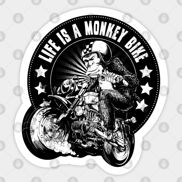 Monkey Bike Ape Sticker by Black Tee Inc